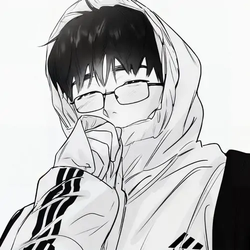 23 Hình nền anime buồn nam sinh đeo kính trùm hoodie sáng, tay kéo nhẹ cổ áo gần miệng và ánh mắt lơ đãng, kiểu avatar anime nam này trông kín tiếng hơn hẳn