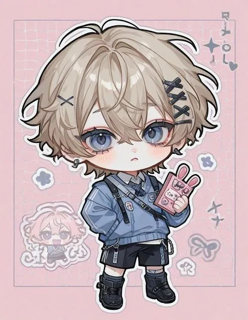 5 Hình họa nam phong cách tròn trịa với tóc vàng rối nhẹ, áo len xanh và quần sẫm màu, dáng bước nhỏ giữa nền hồng làm ảnh đẹp theo kiểu Sư Tử hiền hơn thường thấy