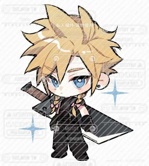 9 Tranh hoạt hình nam tí hon khắc họa chàng trai tóc vàng nhọn như tia nắng, mặc đồ đen xám ôm gọn và cầm vật vuông bên hông, tổng thể 3D gợi chất Song Tử lanh lẹ