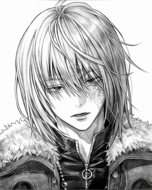 16 Cô gái tóc sáng trong ảnh anime đen trắng mặc áo lông cổ cao, đường nét mềm nơi môi và tóc tạo cảm giác dễ thương nhưng vẫn xa xăm, như một nhân vật seinen mang theo nỗi buồn rất kín và rất đẹp