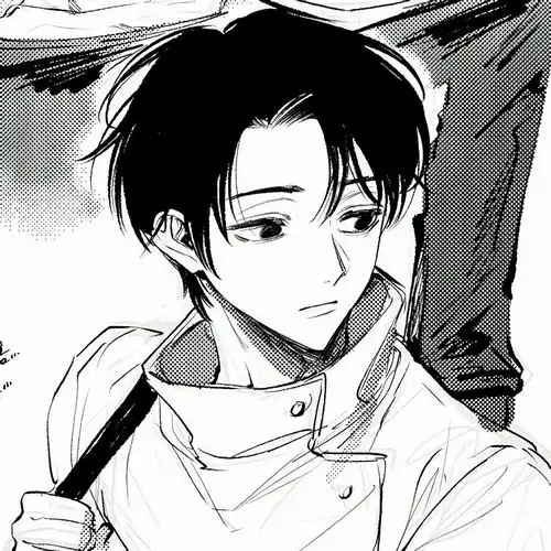 17 Ảnh đơn sắc kiểu manga vẽ chàng trai tóc đen mặc cổ cao nhìn ngang với nét mực gọn, bố cục tối giản giữ trọn vẻ ngầu sạch sẽ và cực hợp làm hình nền cho người chuộng phong cách lạnh, hiện đại