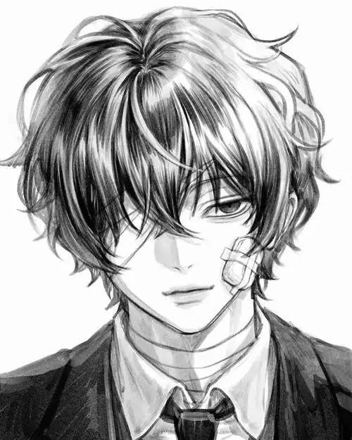 27 Chàng trai trong ảnh manga trắng đen ngồi bên máy bán nước giữa đêm, lon nước trên tay phản sáng nhẹ tạo điểm nhấn nhỏ, giúp khung hình vừa ngầu vừa đời thường, như một khoảnh khắc nghỉ rất thật