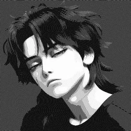 2 Nam sinh tóc đen trong ảnh manga đẹp khép mắt giữa nền tối mịn như hạt film, biểu cảm gương mặt buồn lặng đi cùng sắc độ xám dày tạo cảm giác trầm và hơi cô độc nhưng vẫn rất cuốn