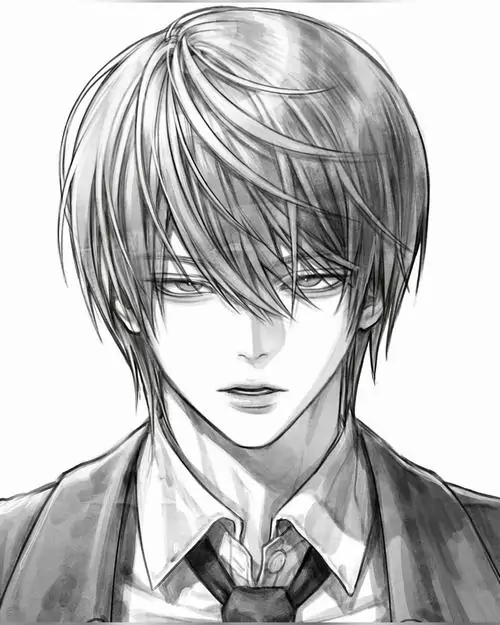 39 Tranh manga đơn sắc vẽ chàng thư sinh đeo kính đọc sách dưới đèn bàn, nét mực sạch cùng bố cục tập trung vào gương mặt đem lại vẻ điềm đạm, dễ thương và rất hợp cho người mê phong cách trí thức