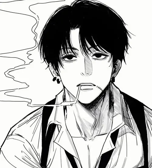 46 Một chàng trai tóc bạc trong ảnh anime đen trắng đang bước qua con hẻm hẹp, mảng tối dồn phía sau lưng khiến bước chân trông dứt khoát và ngầu, như đang rời khỏi một đoạn ký ức không muốn ngoái lại