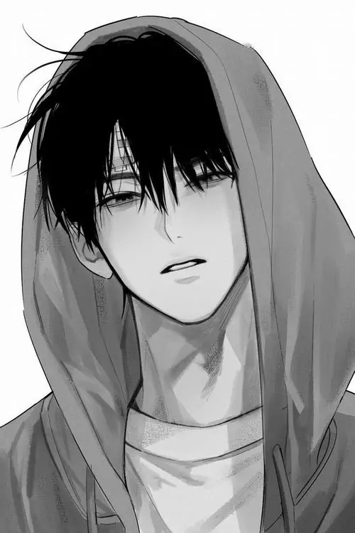 54 Một đầu bếp trẻ trong anime tông xám đang buộc tạp dề trước quầy bếp, làn khói mỏng từ nồi soup giúp khung hình đời thường hơn, tạo vẻ ấm áp, sạch sẽ và có sức hút rất riêng