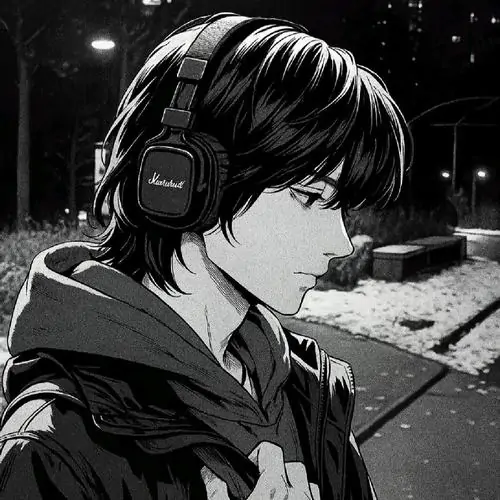 35 Avatar anime đen trắng mô tả chàng trai công sở nới lỏng cà vạt trong thang máy, ánh phản kim loại lướt qua tóc làm vẻ mệt mà ngầu hiện lên rõ, như khoảnh khắc cuối ngày của một nhân vật kín tiếng