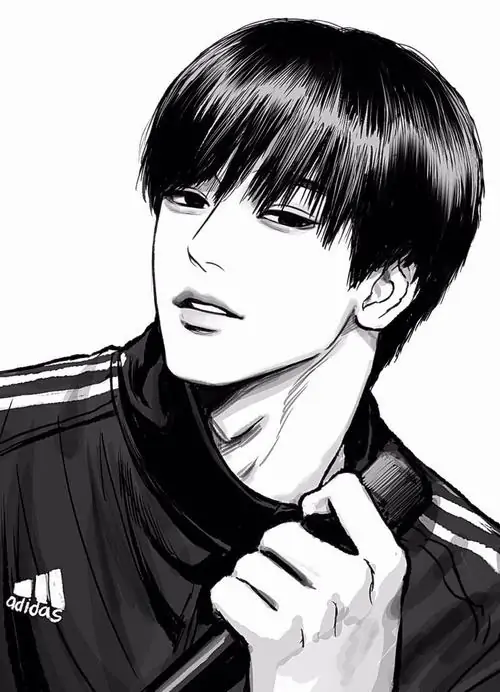 38 Ảnh anime manga style ghi cô gái mặc kimono đứng trước rèm gió, hoa văn trên tay áo được tiết chế tinh gọn để nhường chỗ cho gương mặt thanh và ánh nhìn hiền, tạo nét đẹp cổ điển rất cuốn