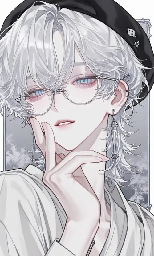 14 Trai đẹp hoạt hình tóc trắng diện chiếc mũ beret cùng cặp kính thanh lịch mang đậm phong thái đĩnh đạc và vẻ ngoài bụi bặm đầy lôi cuốn của một họa sĩ minh họa tài năng đang phiêu du trong thế giới truyện tranh.