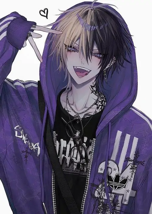 20 Nhân vật nam truyện tranh phong cách nổi loạn trong chiếc áo hoodie tím rộng thùng thình đang bước đi trên phố thị về đêm thể hiện sự tự do và bản lĩnh lạnh lùng của những người hâm mộ sưu tầm ảnh đẹp nhất.