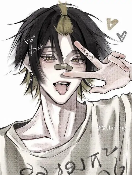 21 Hình ảnh trai đẹp hoạt hình có mái tóc đen điểm xuyết ánh vàng đang giơ tay chào tinh nghịch nhưng vẫn toát lên vẻ ngoài bụi bặm và sự cô độc kiêu hãnh của một nam thần truyện tranh đầy cá tính riêng.