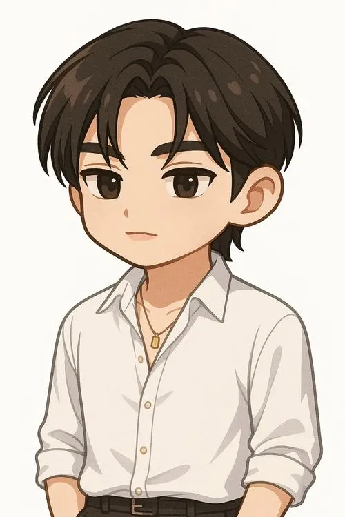 16 Bức vẽ cậu trai tóc nâu rẽ ngôi mặc sơ mi trắng đơn giản, góc nhìn chính diện và nền trơn khiến gương mặt hiền lành trở thành điểm nhấn tự nhiên nhất