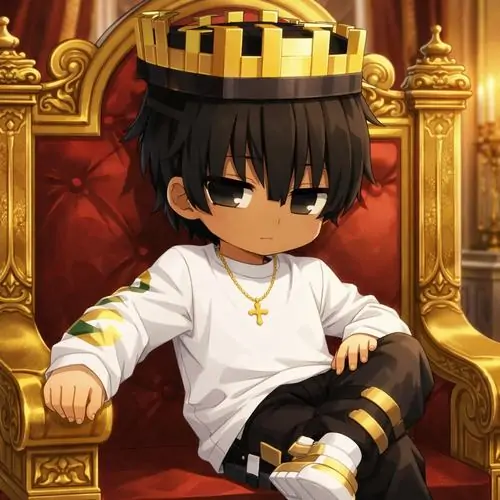 25 Cậu bé da ngăm đội vương miện ngồi lọt giữa ghế vàng lớn, áo trắng đơn giản và dáng ngả người khiến ảnh nam cách điệu cực ngầu mang cảm giác quyền lực rất lạ