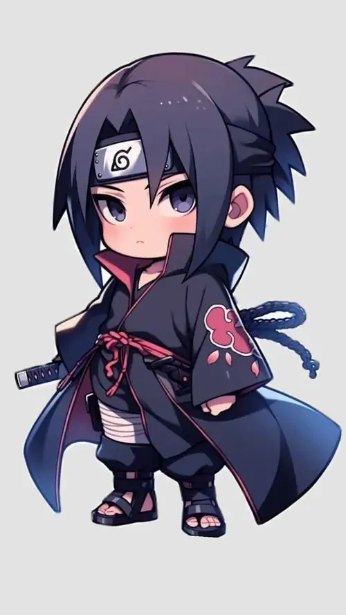 36 Một chibi nam tóc rối khoác đồng phục học viện đen đứng giữa hành lang đầy tủ sắt, quai cặp buông một bên và ánh nhìn khó gần khiến khung hình rất có lực