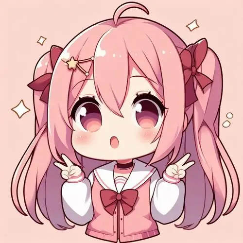 20 Minh họa chibi cận mặt tai mèo tóc hồng kem với mắt vàng rực và chiếc vòng nhỏ trước cổ, nụ cười tươi khiến bức ảnh trở nên đáng nhớ, như một avatar nữ phong cách ngọt ngào cực hợp dân mê cute