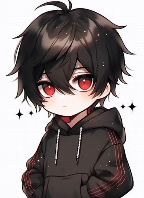 50 Ở sân bóng bỏ không sau mưa, cậu bé chibi đá nhẹ lon nước dưới chân, áo khoác thể thao xanh than và mái tóc ướt khiến hình nam mini cá tính gần gũi hơn