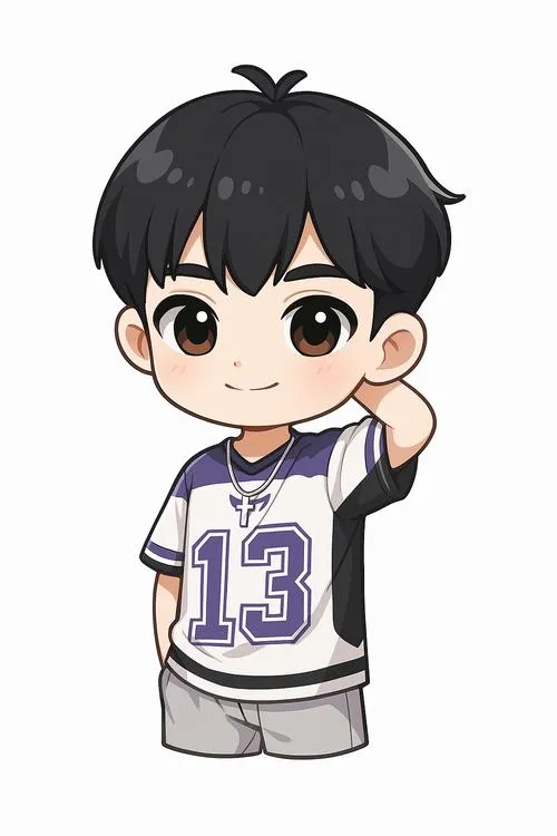 57 Nhân vật nhí mặc áo len màu kem đang gói quà bằng ruy băng xanh, kéo đặt bên cạnh và chiếc hộp còn mở nắp tạo nên khung hình rất hợp mùa lễ