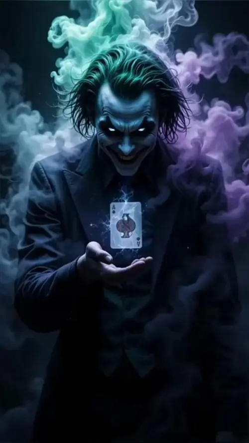 19 Làn khói mỏng lướt ngang khung hình khi Joker ngồi một mình dưới ánh đèn nhà kho.