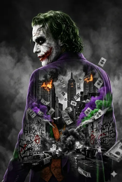 22 Đèn phố phản lên lớp phấn trắng, Joker kéo cổ áo và bước nhanh qua màn đêm.