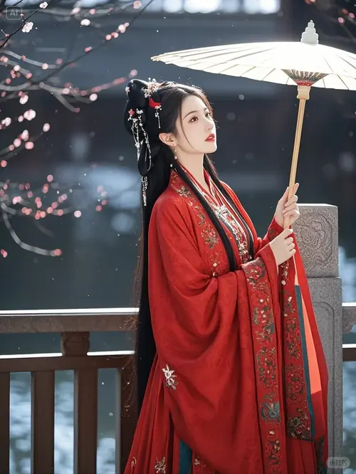 1 Ánh nắng nghiêng làm nổi bật Hán phục màu kem khi cô gái khẽ nâng tay áo bên cửa gỗ.