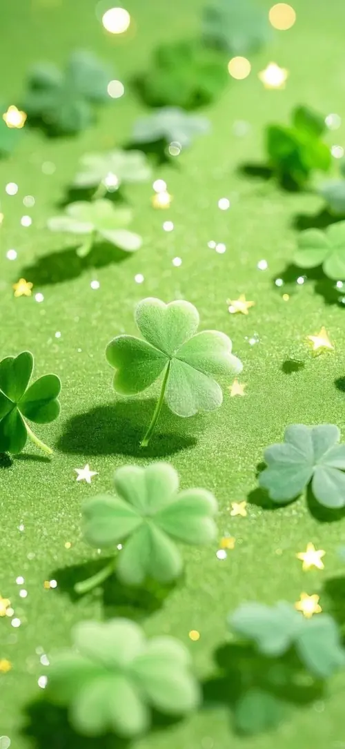 15 Những lá cỏ ba lá phủ sương tạo hình nền xanh mướt, sáng nhẹ và rất sạch mắt.
